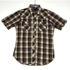 Vintage Lariat Shirt Mens Medium Red Western Pearl Snap Cowboy 70s Short Sleeve